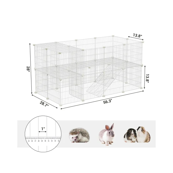 SONGMICS 2-Floor Metal Pet Playpen, 36 Grid Panels