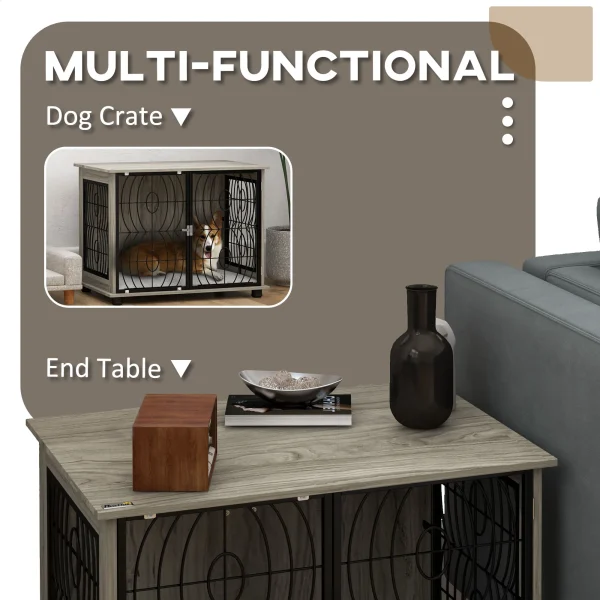 Dog Crate Furniture End Table w/ Cushion