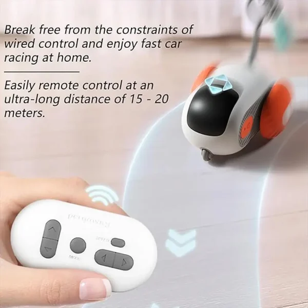 Interactive Cat Toy Bundle: Remote Control Electric Car Feather Wand & Mouse Puzzle