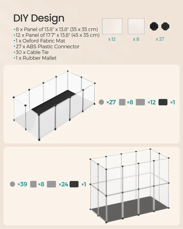 Pet Playpen with Floor, Removable Oxford Fabric Mat
