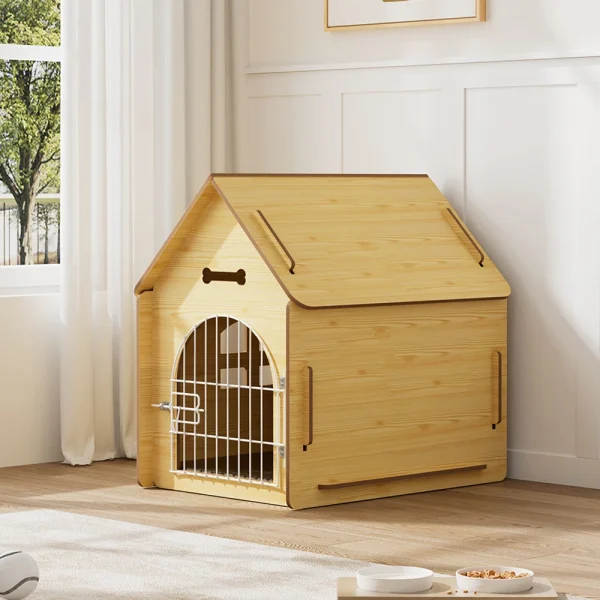 Tieker Wooden Pet Dog House with Wire Door and Window Pet Furniture Dog Cage Cat Cage Outdoor Wooden House Kennel