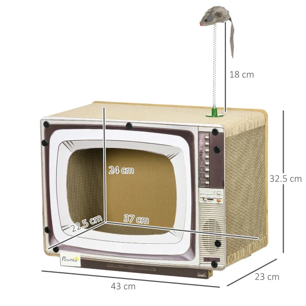 PawHut TV-Shaped Cardboard Cat House with Scratcher