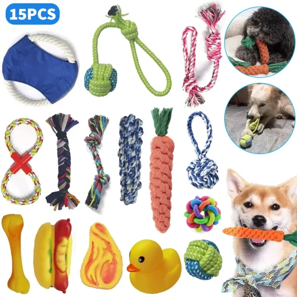 15pcs Dog Plush Toy Set