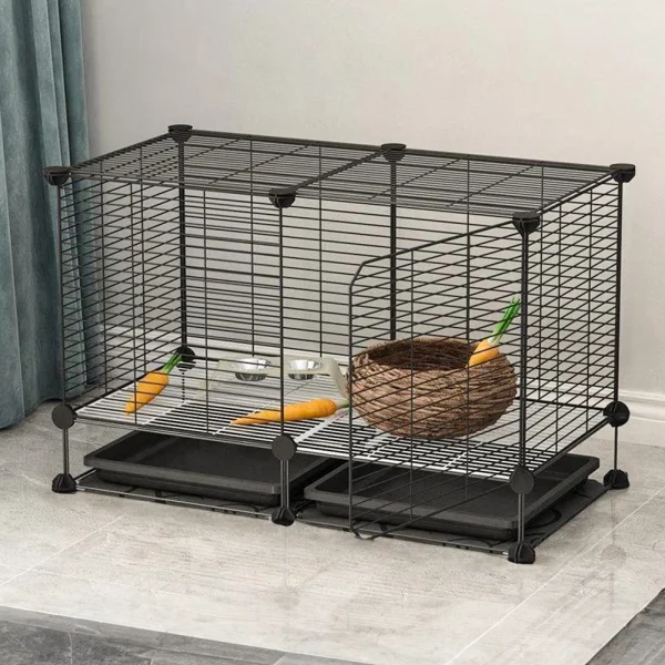 Black Iron Dog Cage with Removable Tray