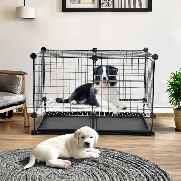 Black Wire Dog Cage Removable with 2 Trays