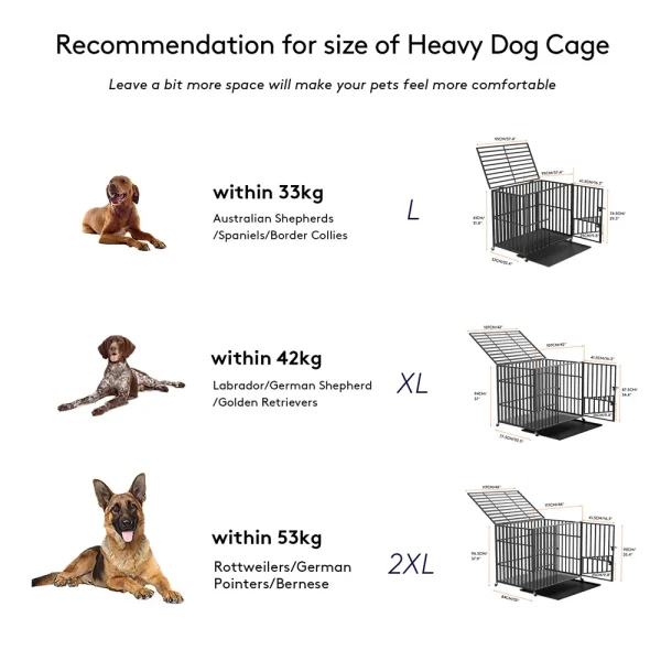 XXL Large Heavy Duty Dog Crate with Lockable Wheels and Tray