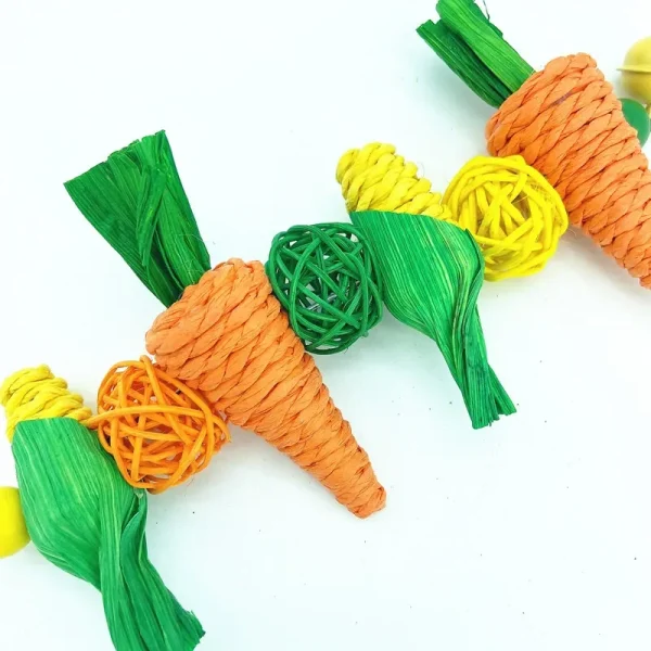 1pc Handmade Woven Vine, Carrot & Corn Shaped Chew Toy for Small Pets (hamster, Rabbit, Bird, Parrot, Etc.)