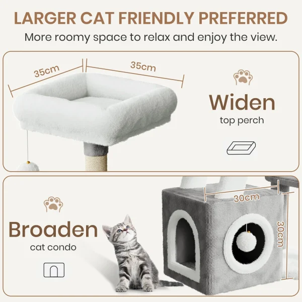 107cm Cat Tree Tower - Multi-Level Climbing Frame with Scratching Post