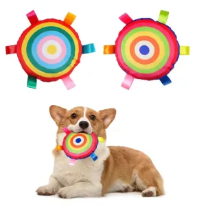 Pet interactive supplies plush frisbee with bell