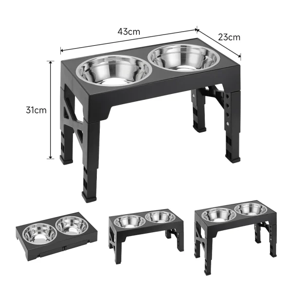 5-Level Adjustable Elevated Dog Feeder with 2 Bowls