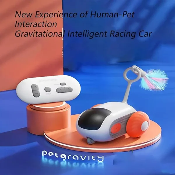 Interactive Cat Toy Bundle: Remote Control Electric Car Feather Wand & Mouse Puzzle