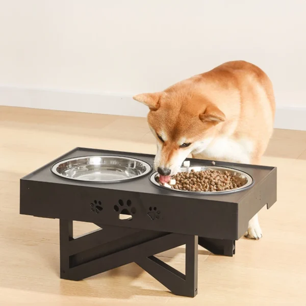 Dog Feeder with 2 Stainless Steel Bowls 3-level Adjustable Height