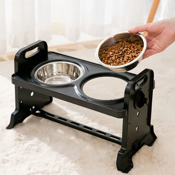 3-Level Adjustable Elevated Dog Feeder with 2 Stainless Steel Bowls