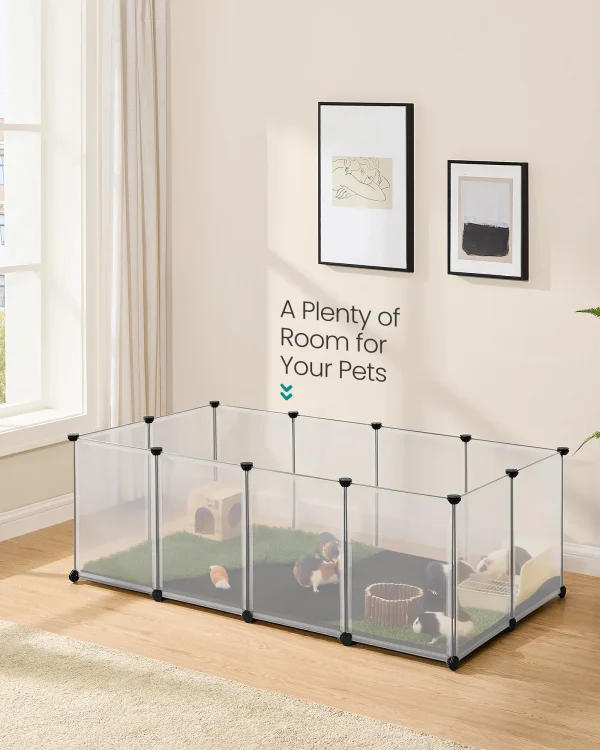 Pet Playpen with Floor, Removable Oxford Fabric Mat