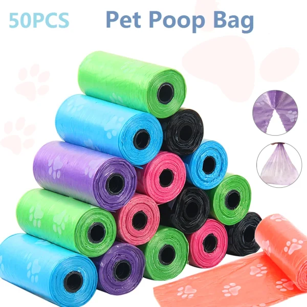 50pcsBone-Printed Pet Waste Bags,Portable