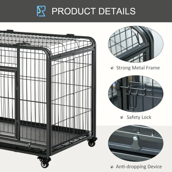 Metal Dog Cage Kennel w/ Locking Door & Wheels
