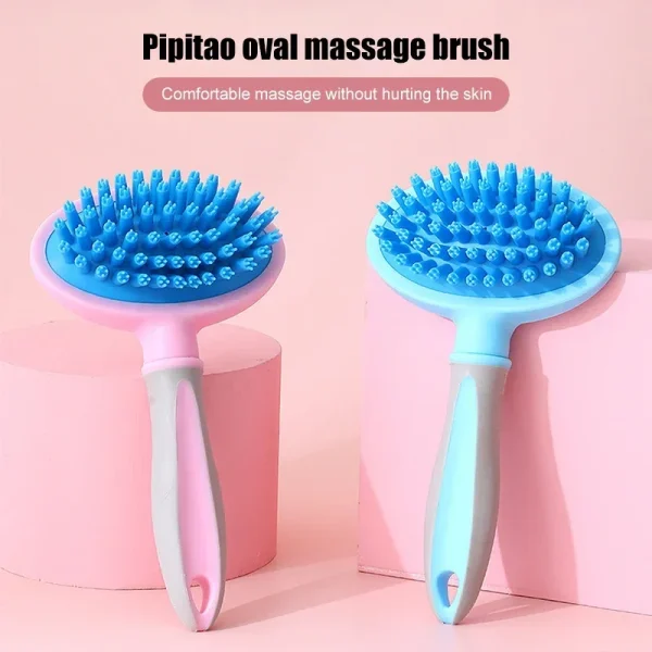 Pet Massage Shedding Brush with Self-cleaning Slicker