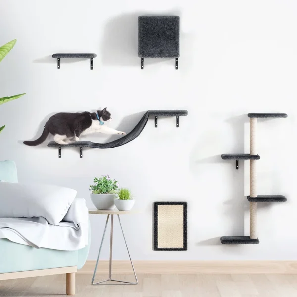 Tieker Cat Tree Set, Climbing Frame Sisal with Hammock and Jumping Platform