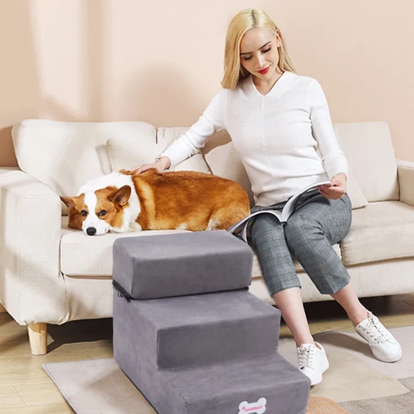 Tieker 3-Level Padded Pet Stair Climbing