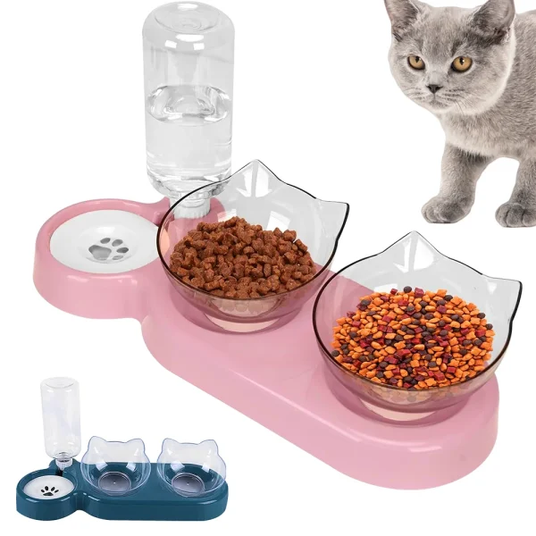 Pet Feeder Food Bowl, Automatic Feeder 2 in 1