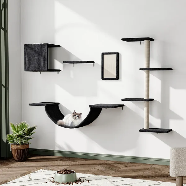 Tieker Cat Tree Set, Climbing Frame Sisal with Hammock and Jumping Platform