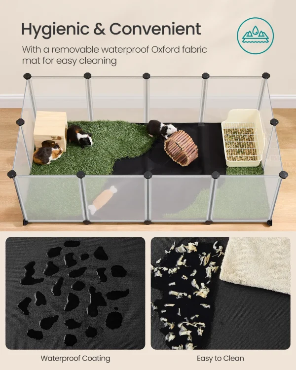 Pet Playpen with Floor, Removable Oxford Fabric Mat
