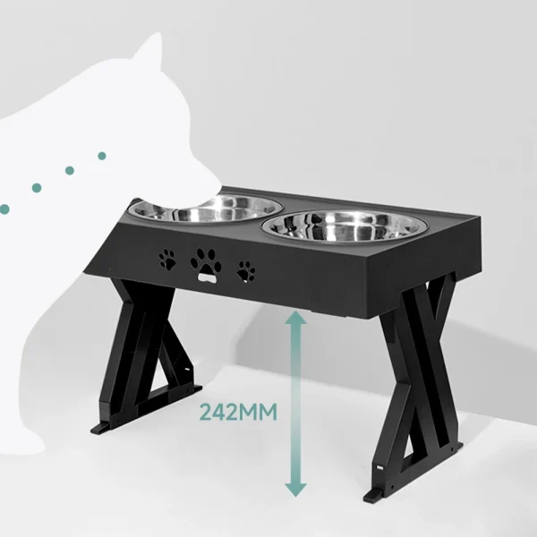 Dog Feeder with 2 Stainless Steel Bowls 3-level Adjustable Height