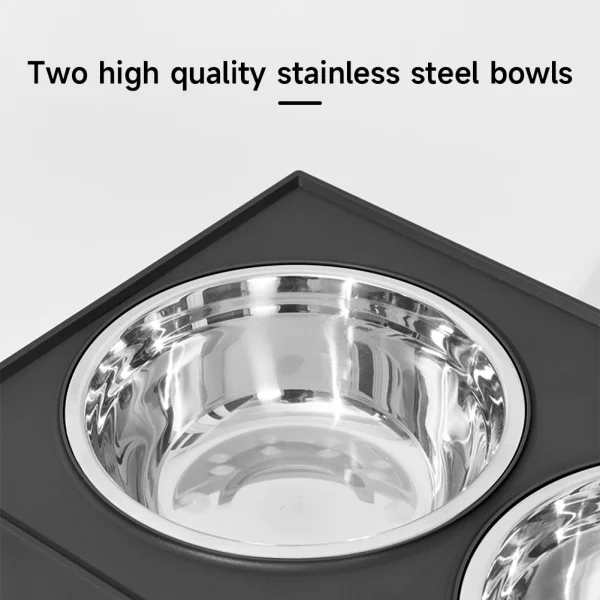 Dog Feeder with 2 Stainless Steel Bowls 3-level Adjustable Height