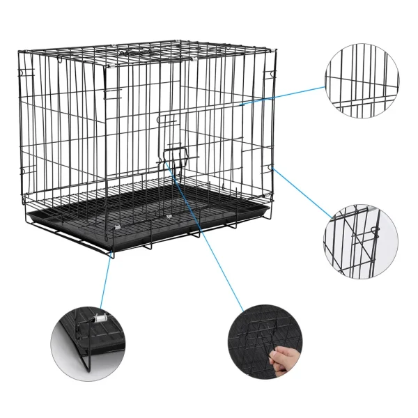 2 Doors Wire Pet Crate with Plastic Tray W 50 cm