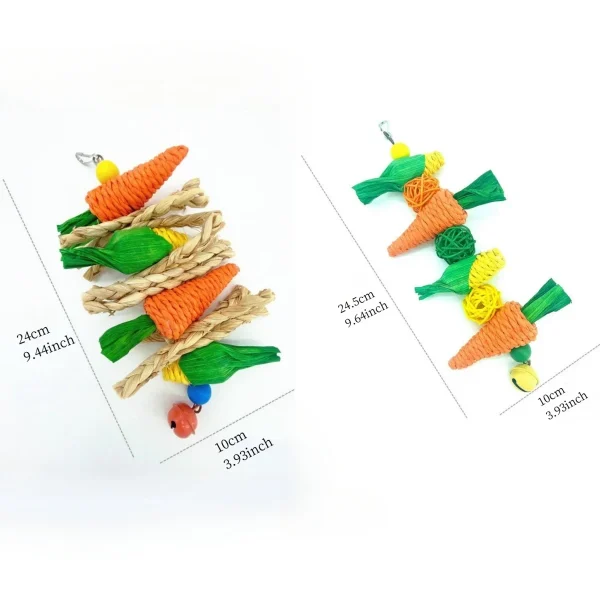 1pc Handmade Woven Vine, Carrot & Corn Shaped Chew Toy for Small Pets (hamster, Rabbit, Bird, Parrot, Etc.)