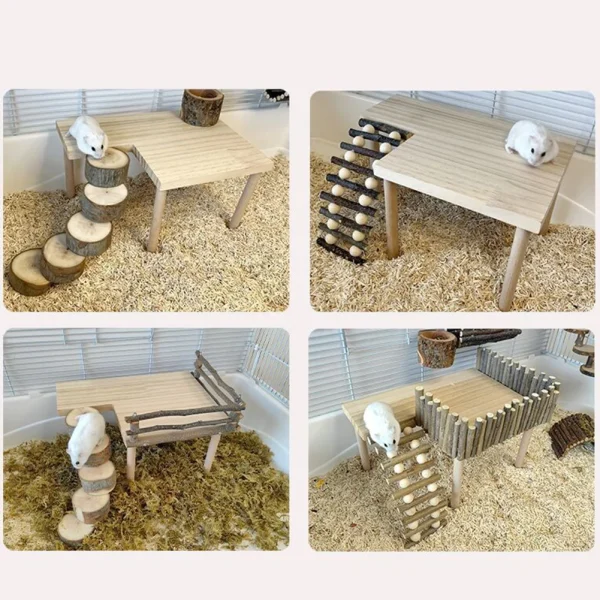Natural Wooden Platform Stand Shelf For Hamster