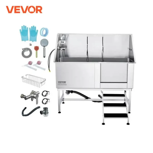 VEVOR 62" Pet Dog Bathing Station with Stainless Steel for Large Pet Washing