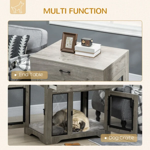 Modern Pet Crate End Table w/ Double Doors