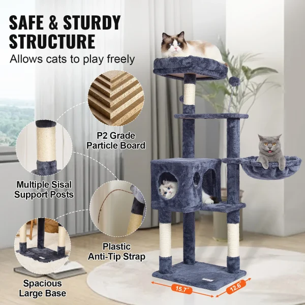 Cat Tree for Indoor Cats 45.2" Jumping Platforms