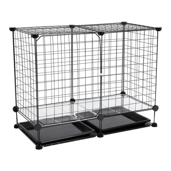 Black Wire Dog Cage Removable with 2 Trays