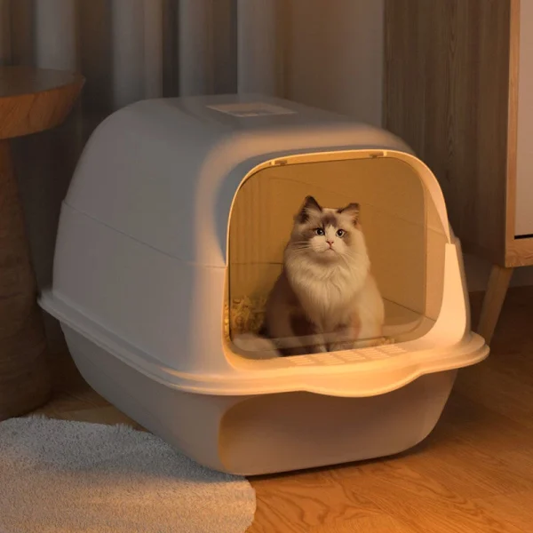 Voltsify Detachable Cat Litter Box with 180° Flip-Top & Scoop & Deodorant