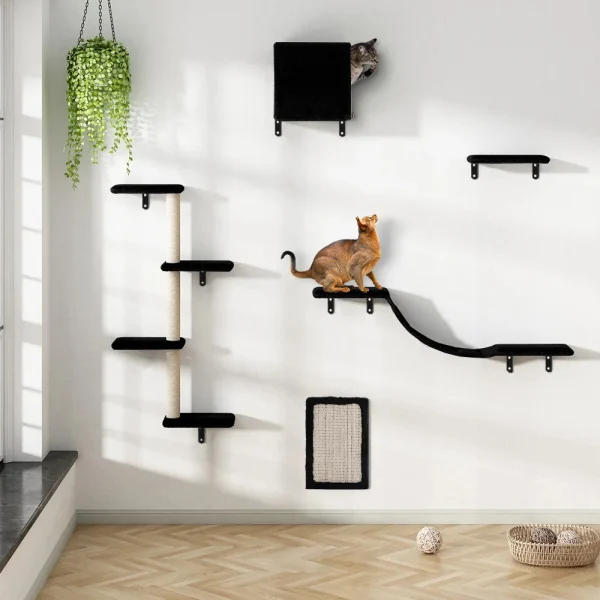 Tieker Cat Tree Set, Climbing Frame Sisal with Hammock and Jumping Platform