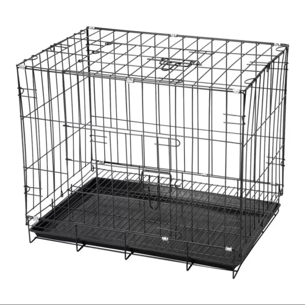 2 Doors Wire Pet Crate with Plastic Tray W 50 cm