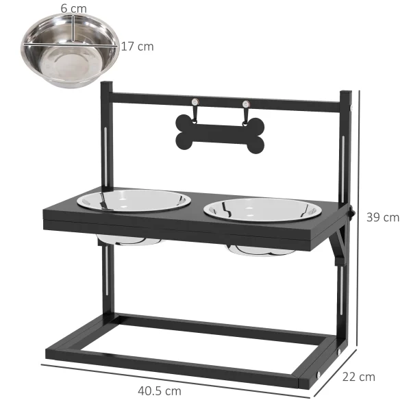 Raised Dog Bowl w/ Adjustable Height Stand