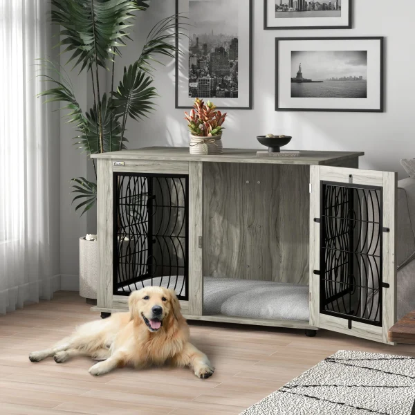 Dog Crate Furniture, End Table for Large Dogs w/ Cushion