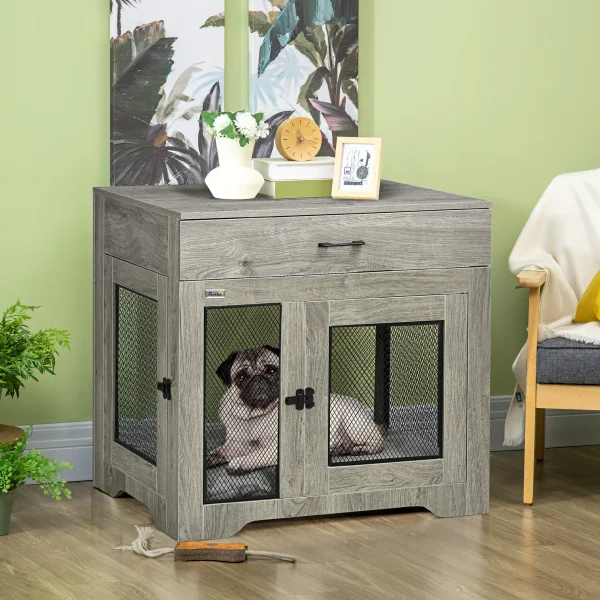 Modern Pet Crate End Table w/ Double Doors