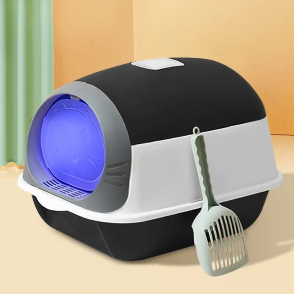 Detachable Cat Litter Box with UV Sterilizer Lamp & Scoop