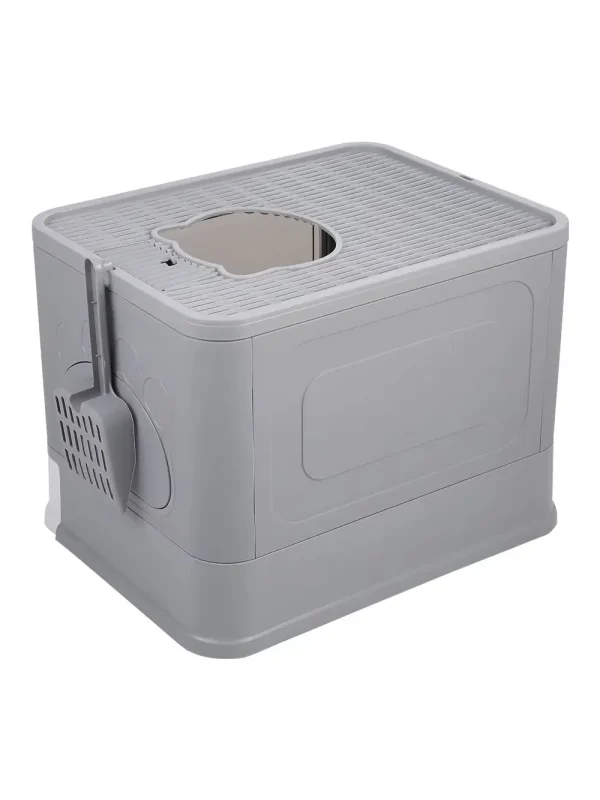 Enclosed Folding Plastic Cat Litter Box with Scoop