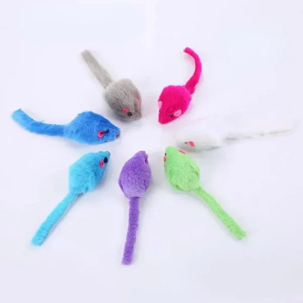 7Pcs Furry Plush Cat Toy Soft Solid Interactive Mice Toys For Kitten