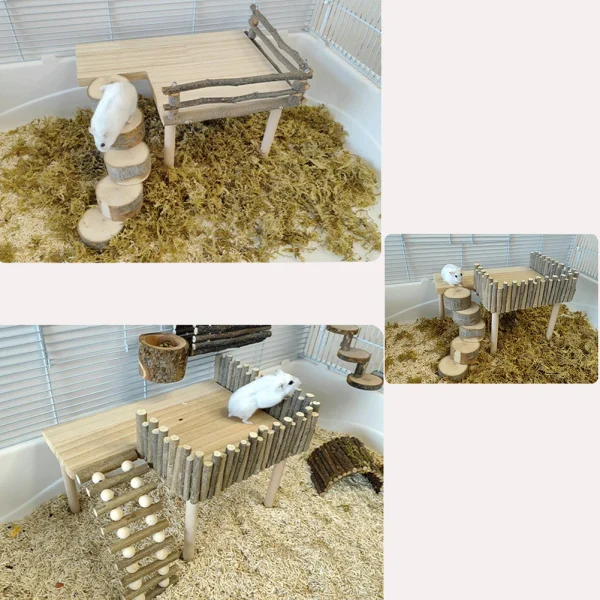 Natural Wooden Platform Stand Shelf For Hamster