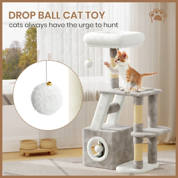 107cm Cat Tree Tower - Multi-Level Climbing Frame with Scratching Post