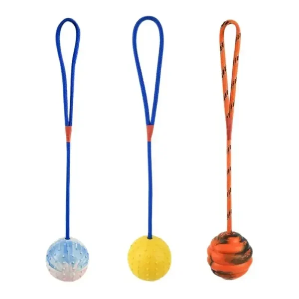Pet Training Toy Natural Rubber Ball On Rope For Reward