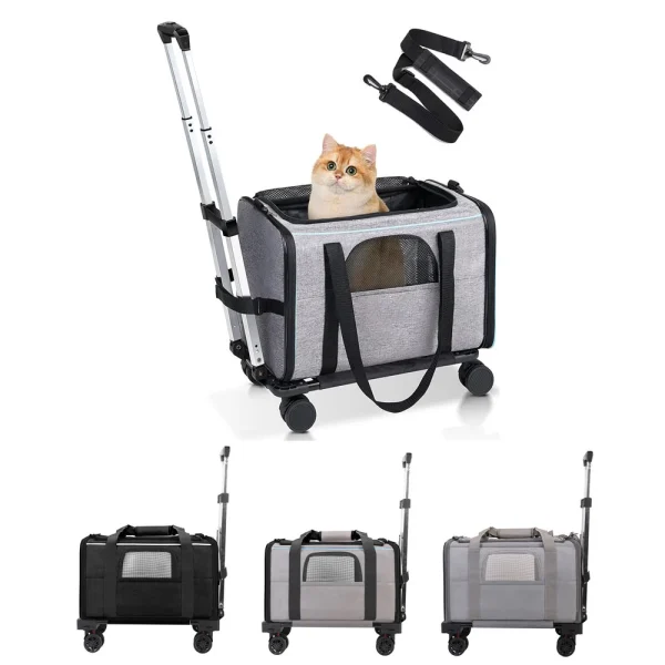 Trolley Bag - Detachable Rolling Carrier for Small Dogs