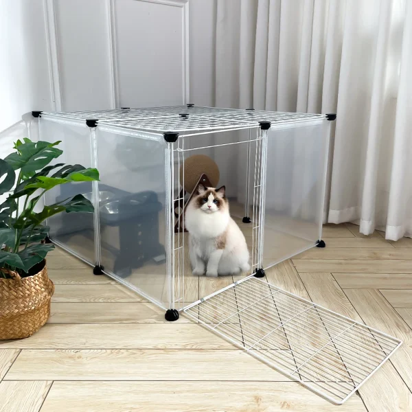 Voltsify 12/16/18 Panels Portable Clear Pet Playpen Fence with Door for Outdoor and Indoor Use