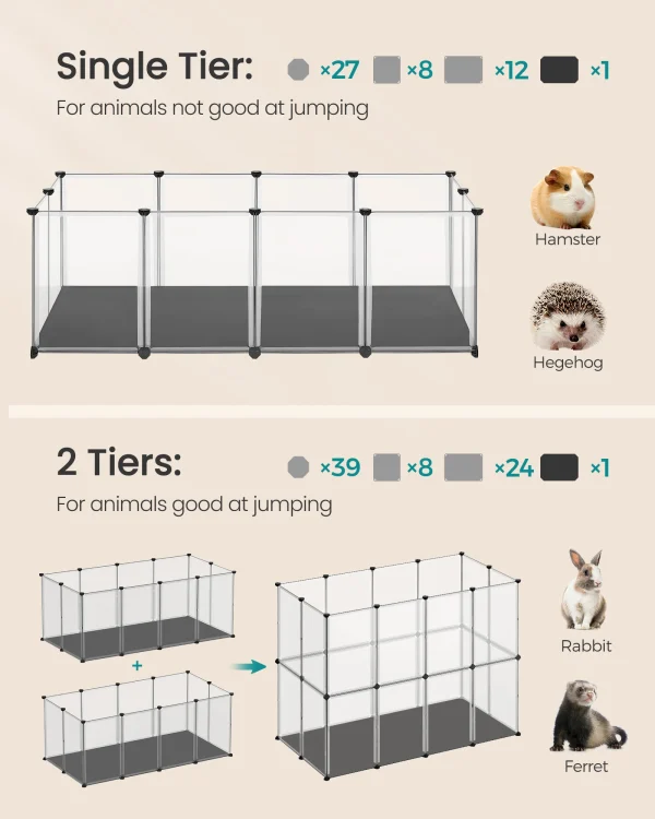 Pet Playpen with Floor, Removable Oxford Fabric Mat